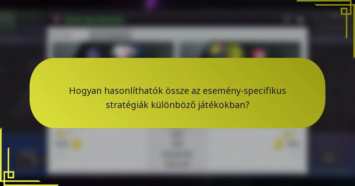 Hogyan hasonlíthatók össze az esemény-specifikus stratégiák különböző játékokban?